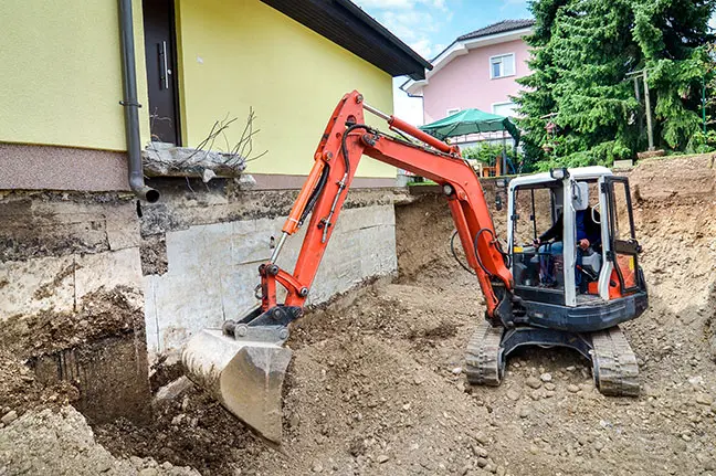 Wand-Boden-Anschluss 4 kellerabdichtung von aussen mit bodenausschachtung